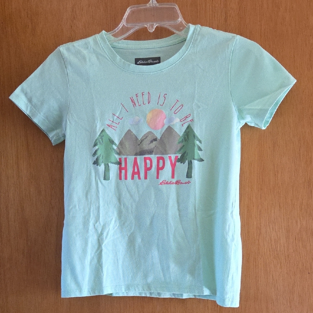 Eddie Bauer Kids Light Green Happy Graphic Tee